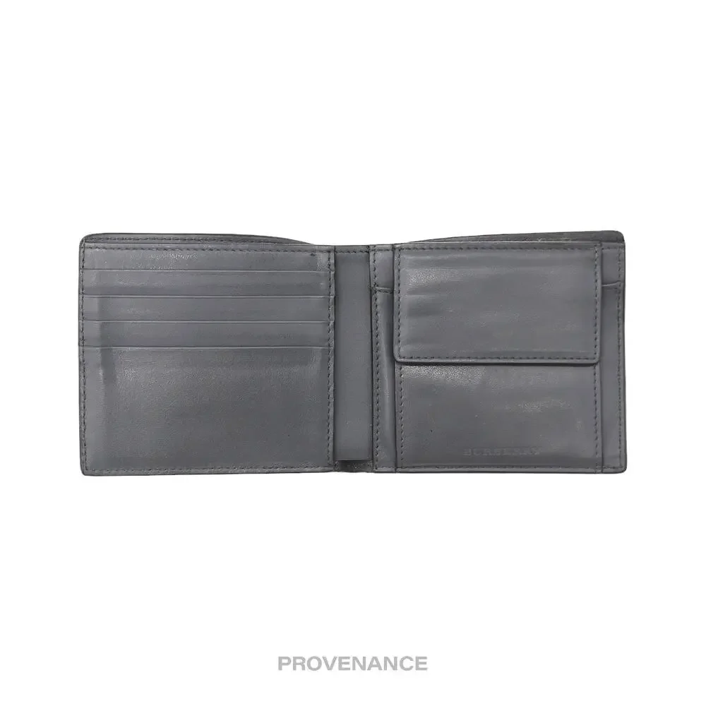 🔴 Burberry Bifold Wallet - Micro Nova Check Grey Leather
